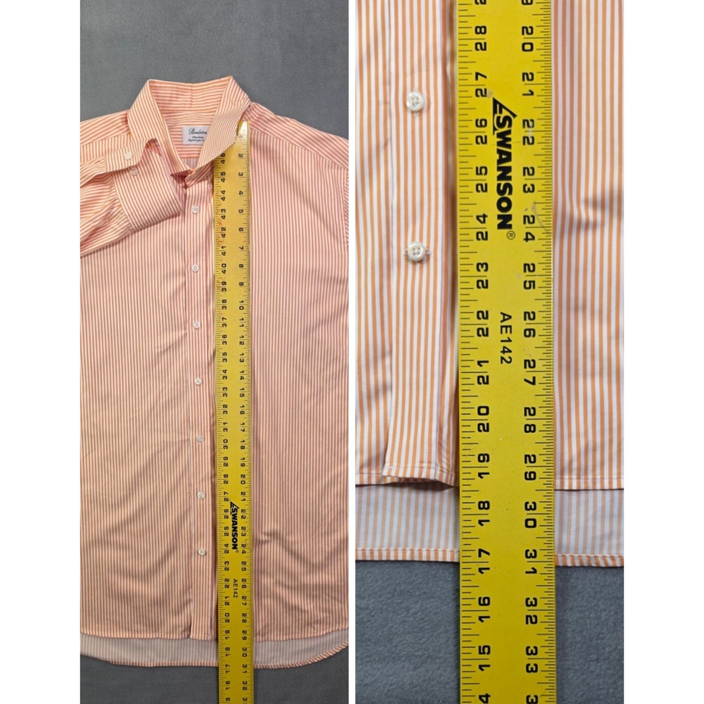 Stenströms Fitted Body Orange Stripe Twofold Cotton Dress Shirt Men 17 43 - Picture 5 of 8